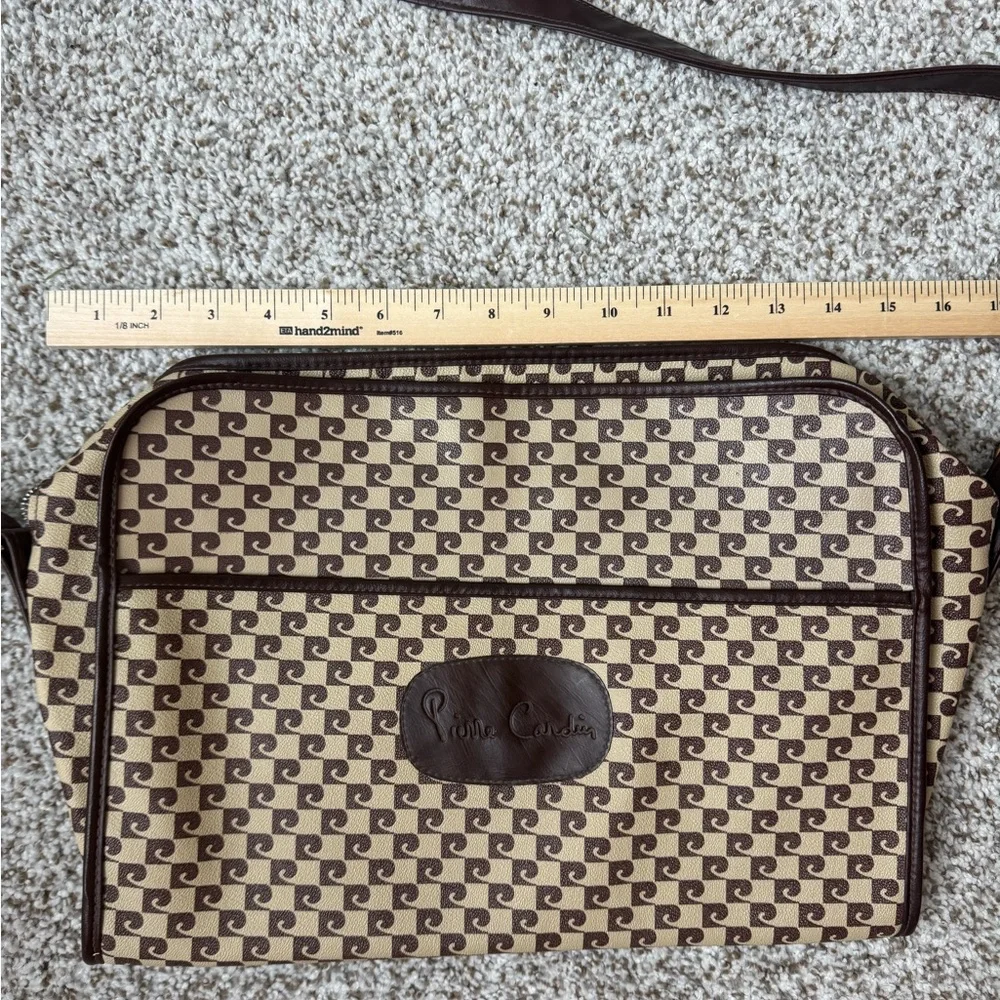 Vintage 60’s Pierre Cardin Tan and Brown Men's Messenger Bag